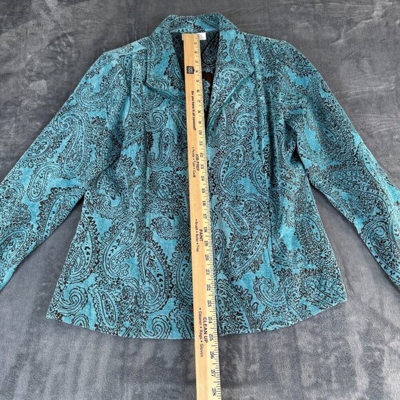 Dress Barn Women Zip Jacket Size Small Textured Paisley Collar Zip Artsy Art - Picture 3 of 8